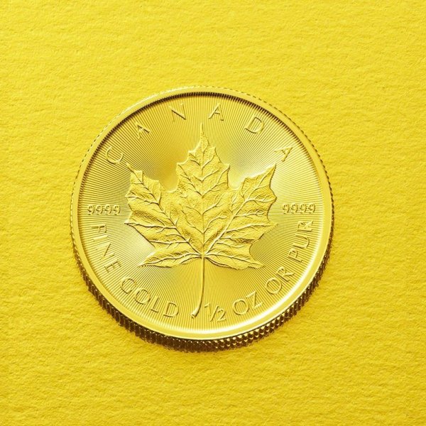 画像1: メイプルリーフ金貨１/2オンス (1)